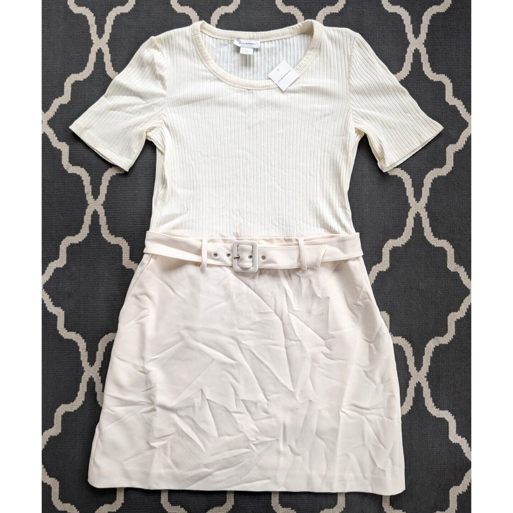 Club Monaco Dress Womens Size 10 NWT Belted Scoop Neck Foundation‎ White